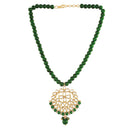 Etnico18k Gold Plated Kundan Pearl Studded & Beaded Mala Necklace Jewellery Set for Women (ML304G)