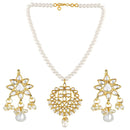 Etnico18k Gold Plated Kundan Pearl Studded & Beaded Moti Mala Necklace Jewellery Set for Women (ML304W)