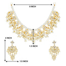 Etnico18k Gold Plated Traditional White Pearl & Kundan Studded Choker Necklace Jewellery Set For Women/Girls (ML305W)