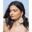 Etnico18k Gold Plated White Meenakari Pearl & Kundan Studded Choker Necklace Jewellery Set For Women/Girls (ML306W)