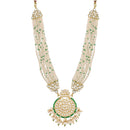 Etnico18k Gold Plated Traditional Multistrand Pearl Kundan Studded Necklace Jewellery Set For Women (ML307G)