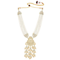 Etnico18k Gold Plated Traditional Multistrand Pearl Kundan Studded Necklace Jewellery Set For Women (ML308W)