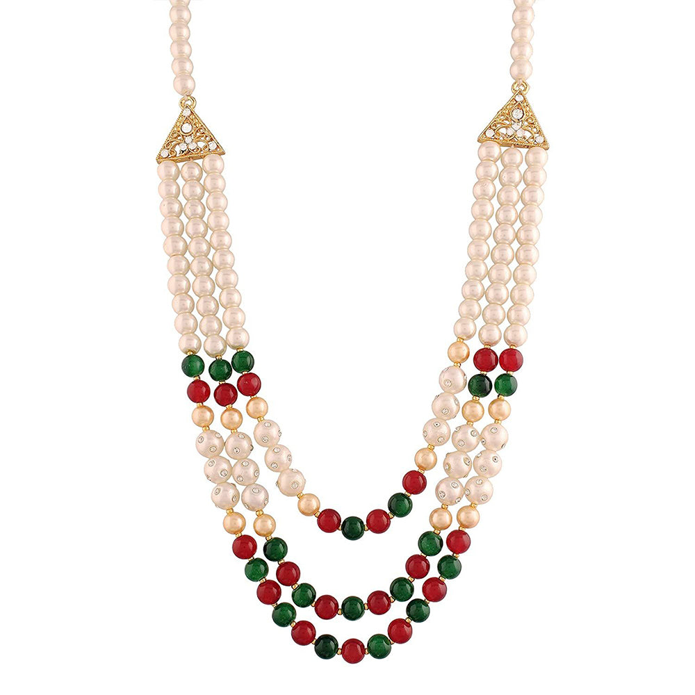 Etnico Gold-Plated Layered Groom Necklace For Men (Mlp39Mg)