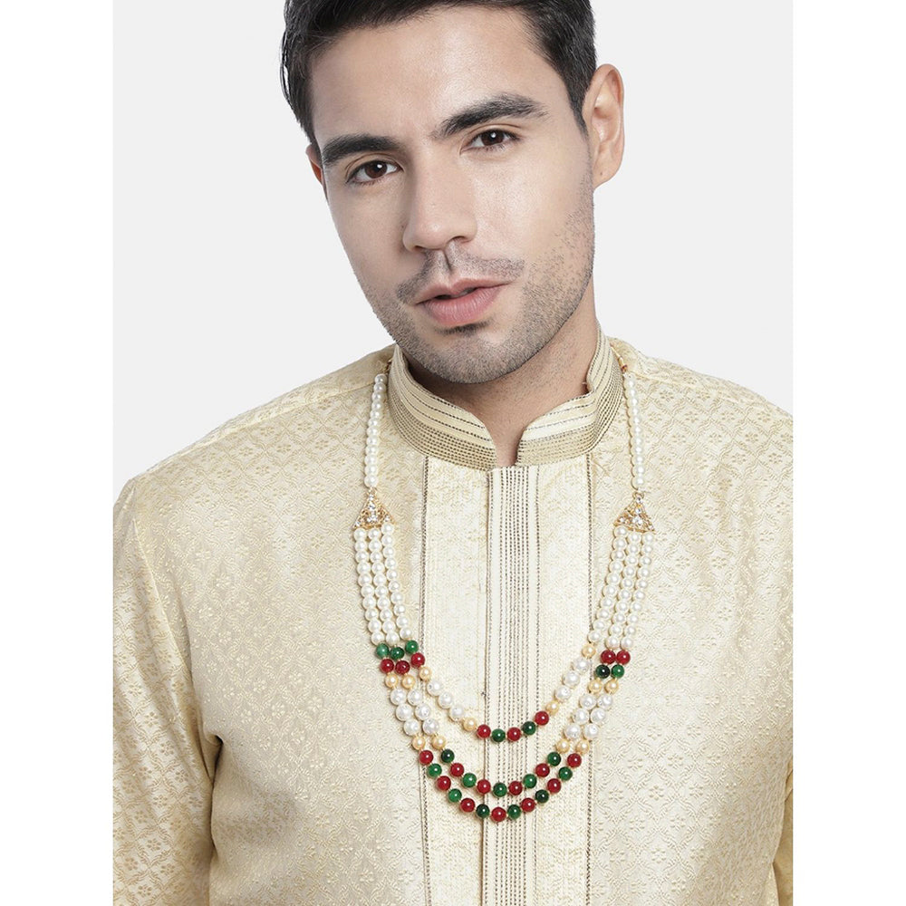 Etnico Gold-Plated Layered Groom Necklace For Men (Mlp39Mg)