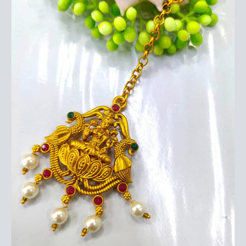 Manisha Jewellery Gold Plated Pota Stone Maang tikka