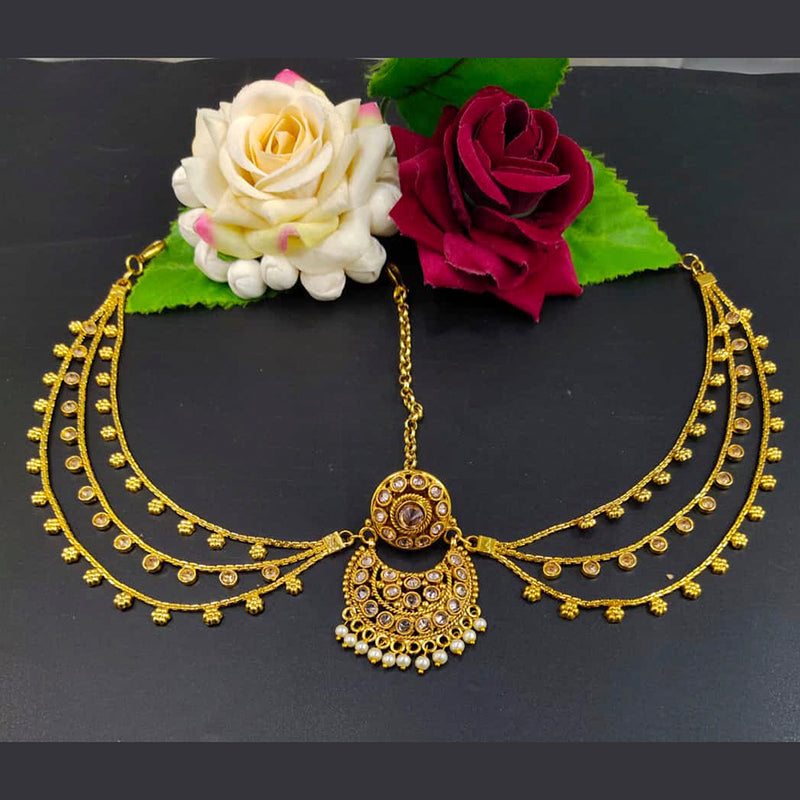 Manisha Jewellery Gold Plated Crystal Stone Maang tikka