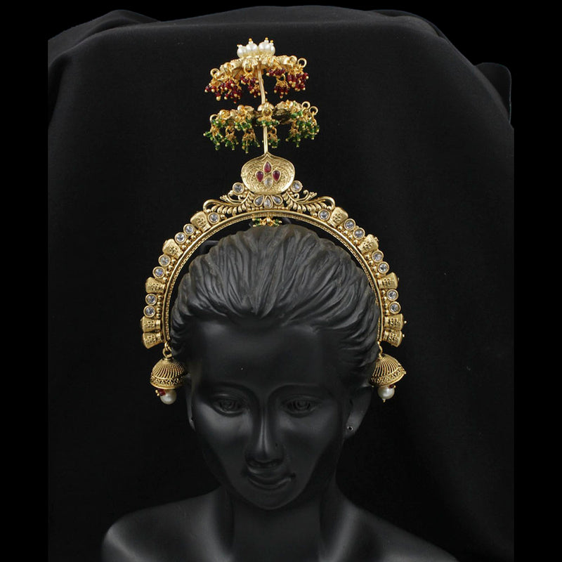 Manisha Jewellery Gold Plated White Kundan Stone Juda Brooch