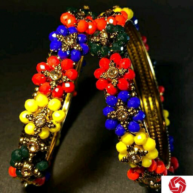 Manisha Jewellery Gold Plated Multi Color Floral Bangle Set