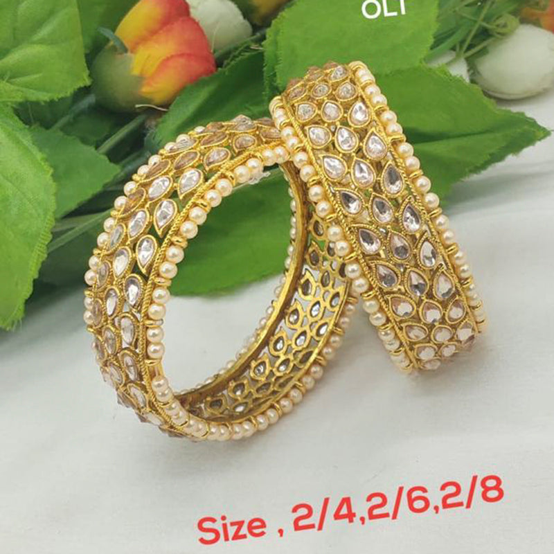 Manisha Jewellery Gold Plated Kundan Stone & Pearl Bangles