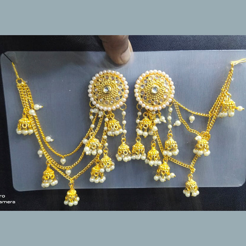 Manisha Jewellery Pearl And Kundan Kanchain Jhumki Earrings