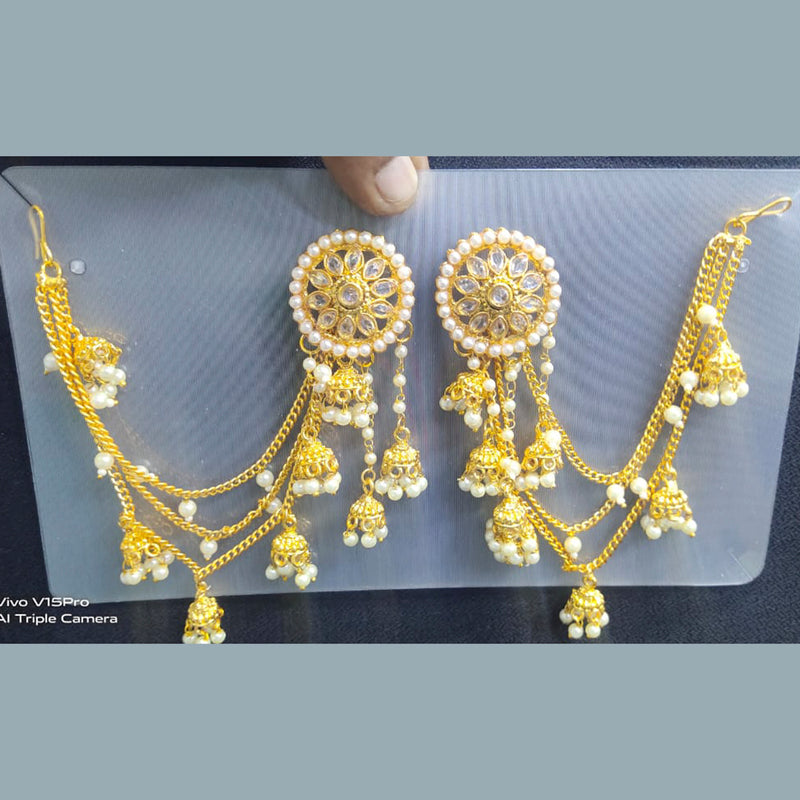 Manisha Jewellery Pearl And Kundan Kanchain Jhumki Earrings