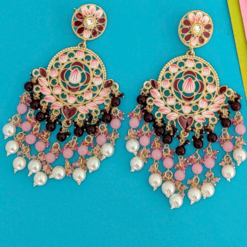 Manisha Jewellery Gold Plated Meenakari & Beads Dangler Earrings