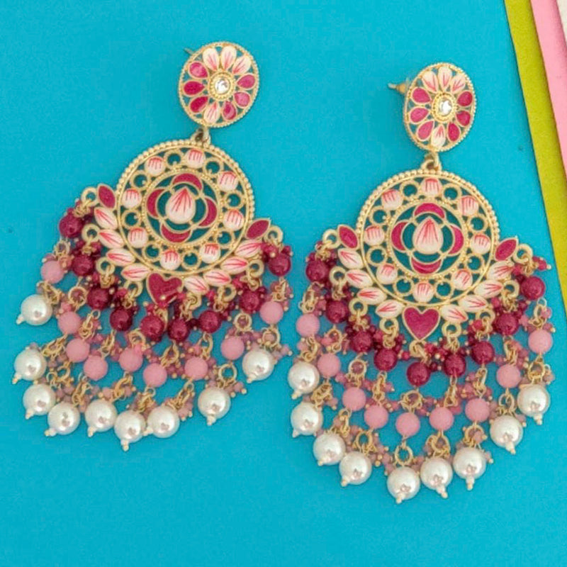 Manisha Jewellery Gold Plated Meenakari & Beads Dangler Earrings