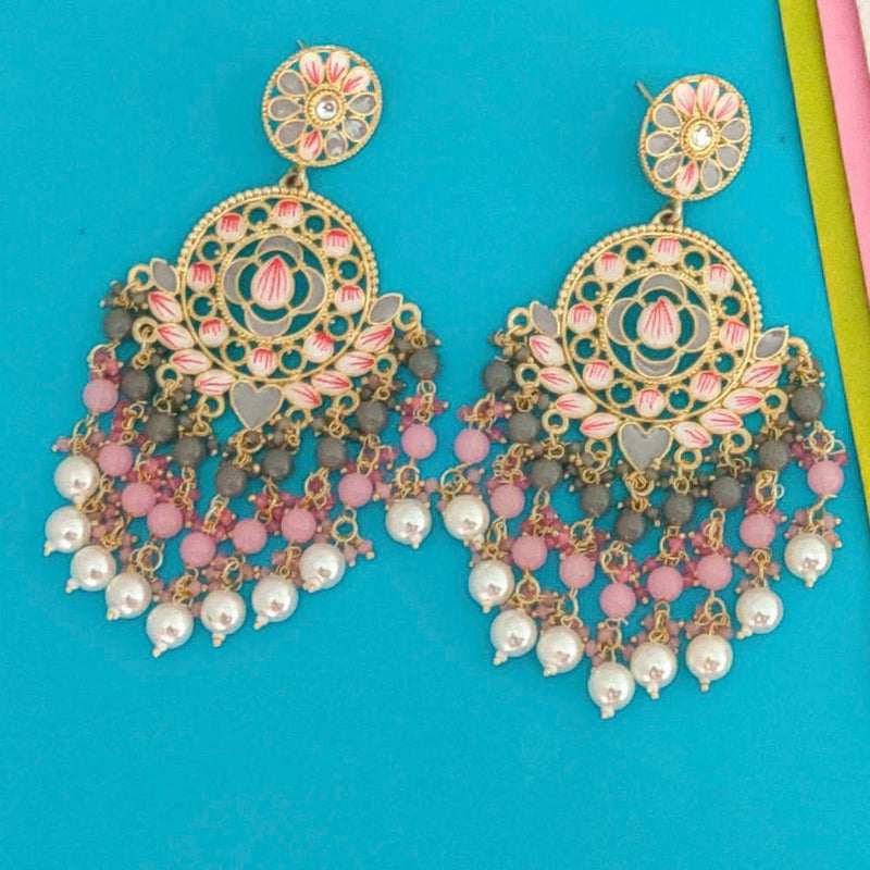 Manisha Jewellery Gold Plated Meenakari & Beads Dangler Earrings