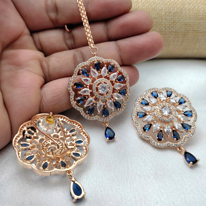 Manisha Jewellery American Diamond Dangler Earrings With Maang Tikka