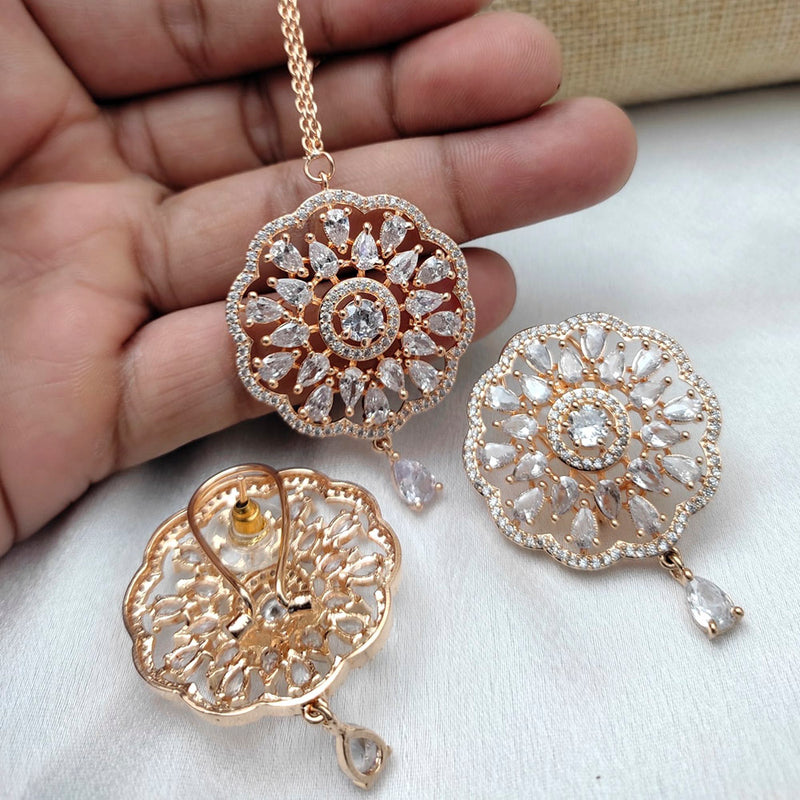 Manisha Jewellery American Diamond Dangler Earrings With Maang Tikka