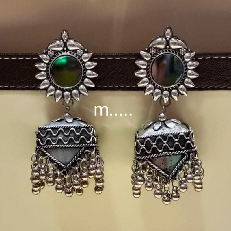 Manisha Jewellery Oxidised Plated Mirror Jhumkis Earrings