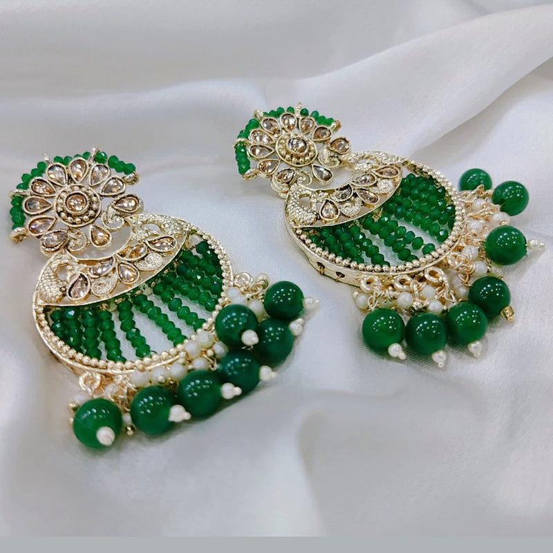 Manisha Jewellery Gold Plated Kundan Stone & Beads Dangler Earrings