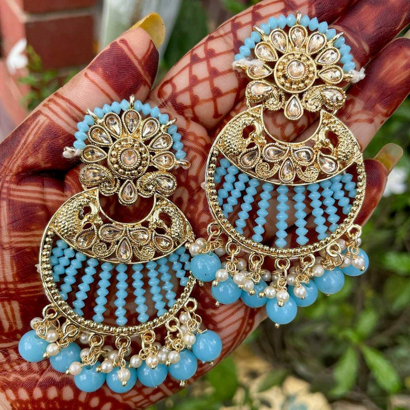 Manisha Jewellery Gold Plated Kundan Stone & Beads Dangler Earrings