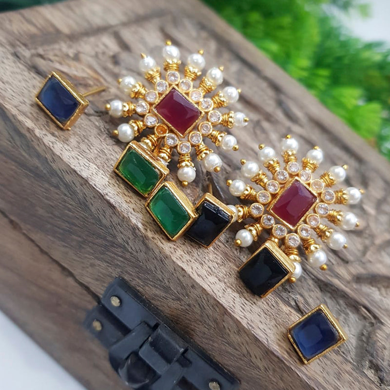Manisha Jewellery Gold Plated Crystal Stone & Pearl Interchangeable Style Stud Earrings