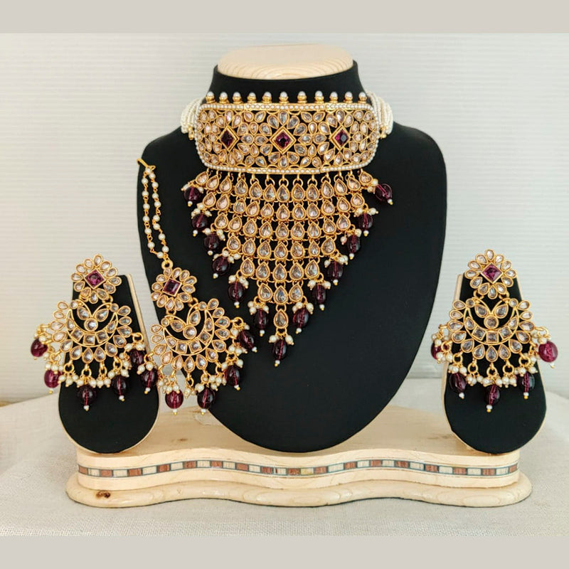 Manisha Jewellery Gold Plated Kundan Stone & Beads Necklace Set