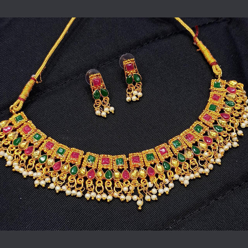 Manisha Jewellery Kundan Stone Gold Plated Choker Necklace Set