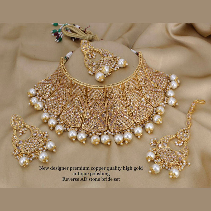 Manisha Jewellery Kundan & Ad Stone Gold Plated Choker Necklace Set