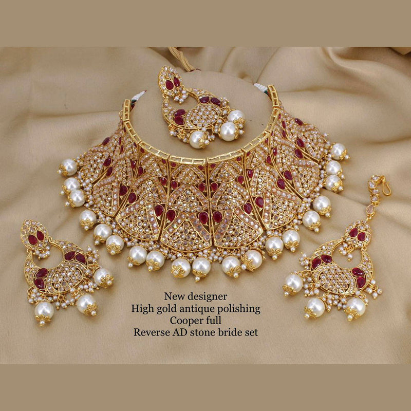 Manisha Jewellery Kundan & Ad Stone Gold Plated Choker Necklace Set