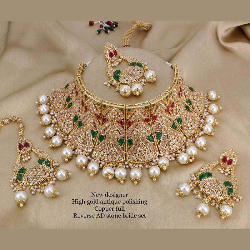 Manisha Jewellery Kundan & Ad Stone Gold Plated Choker Necklace Set