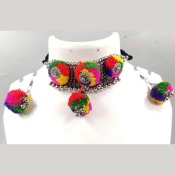 Manisha Jewellery Oxidized Plated Pom Pom Thread Necklace Set