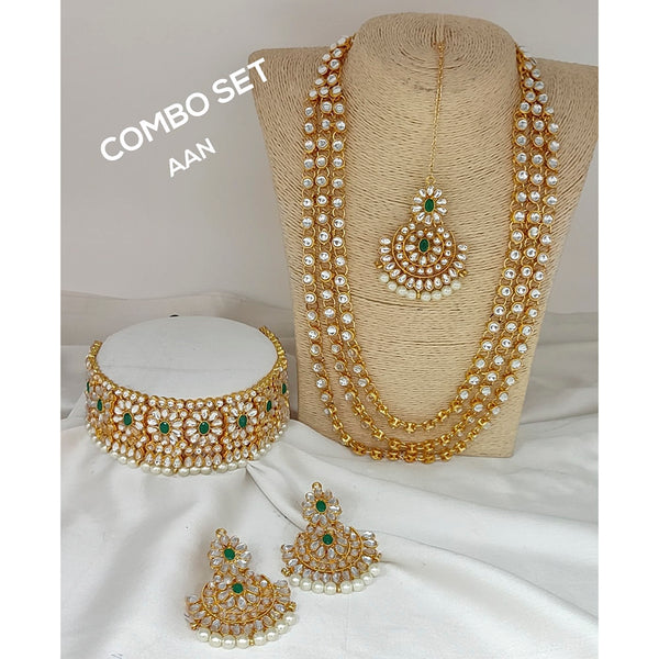 Manisha Jewellery Gold Plated Kundan And Pearl Bridal Set