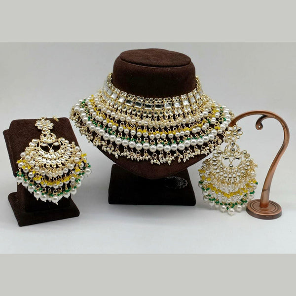 Manisha Jewellery Gold Plated  Kundan And Pearl Designer Choker Necklace Set