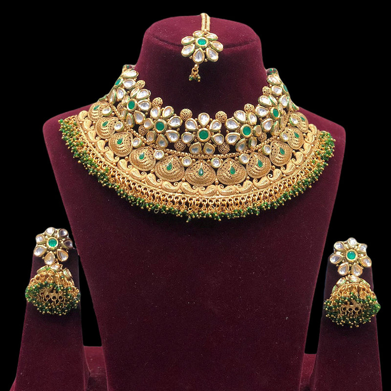 Manisha Jewellery Copper Pota & Kundan Stone Necklace Set