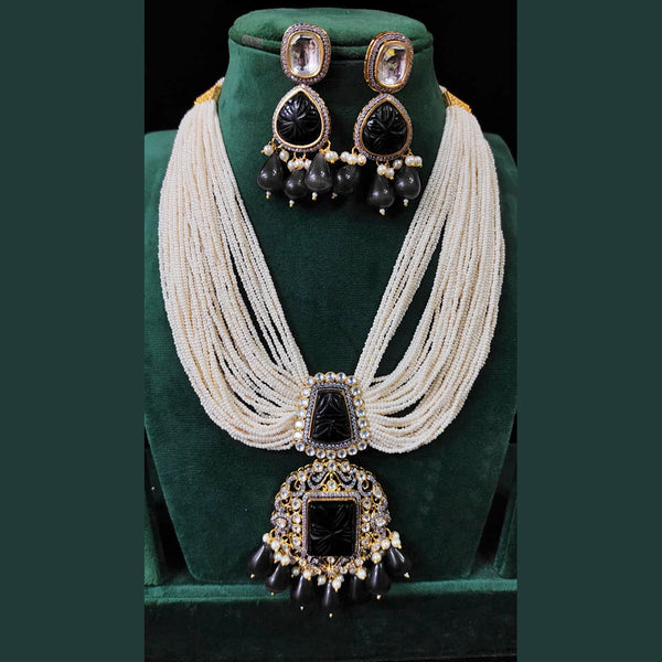 Manisha Jewellery Gold Plated Austrian Stone & Kundan & Beads Necklace Set