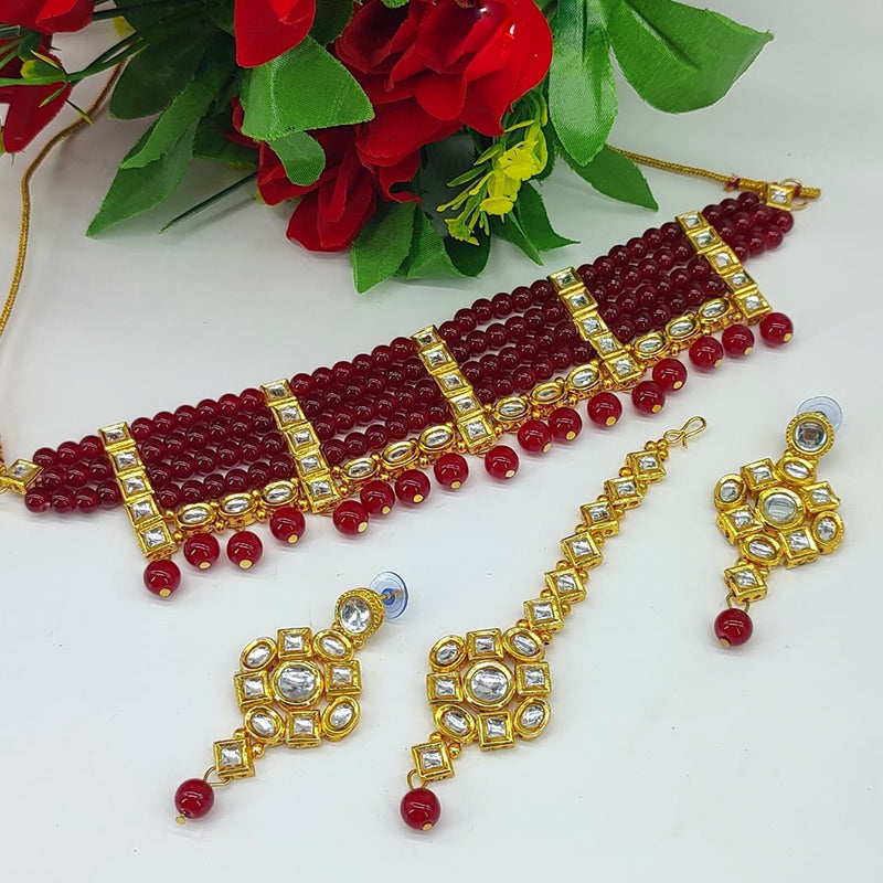 Manisha Jewellery Gold Plated Kundan And Beads Designer Necklace Set