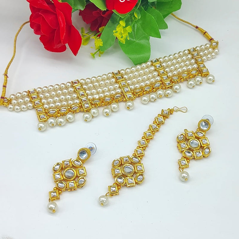 Manisha Jewellery Gold Plated Kundan And Beads Designer Necklace Set