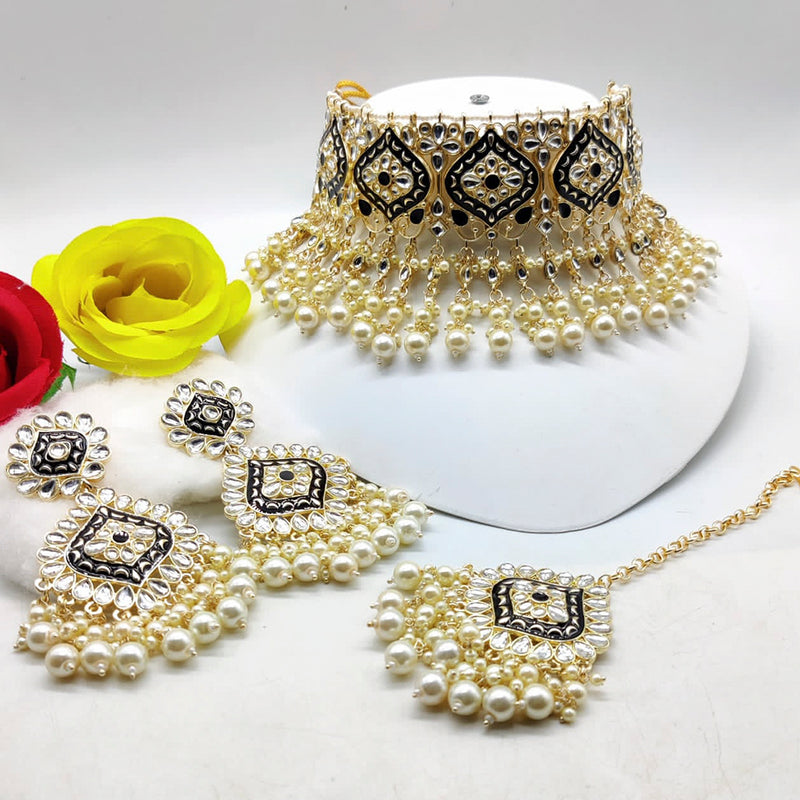 Manisha Jewellery Gold Plated Meenakari & Beads & Kundan Necklace Set