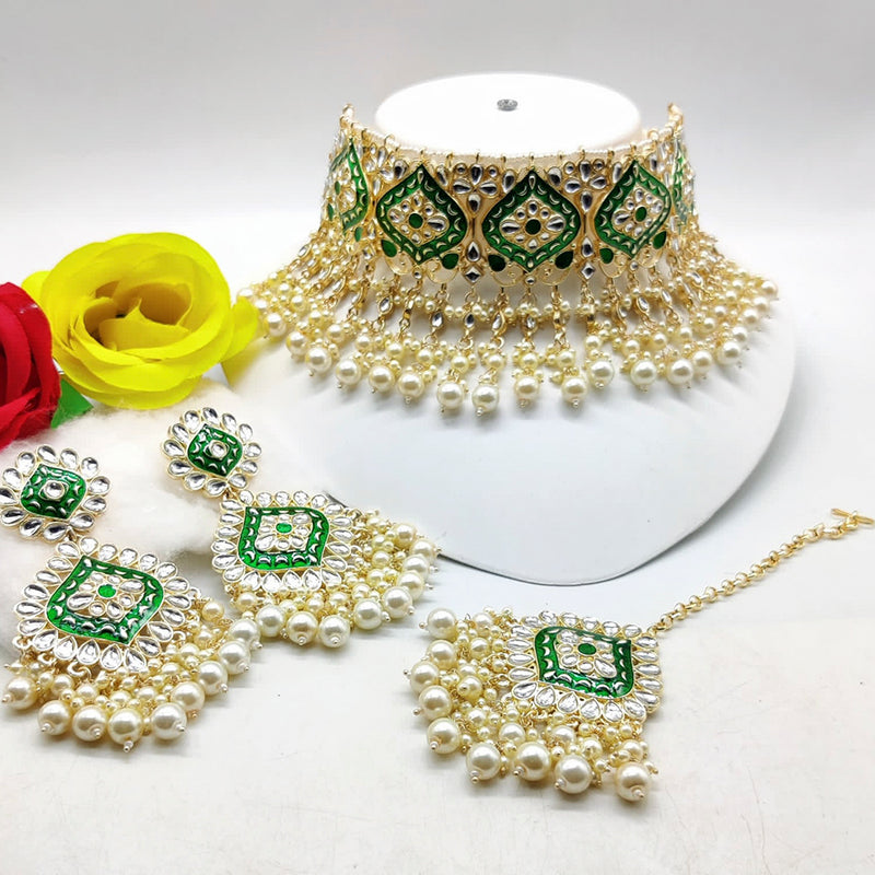 Manisha Jewellery Gold Plated Meenakari & Beads & Kundan Necklace Set