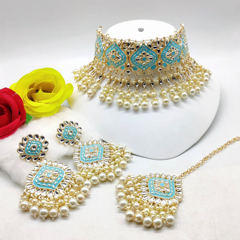 Manisha Jewellery Gold Plated Meenakari & Beads & Kundan Necklace Set