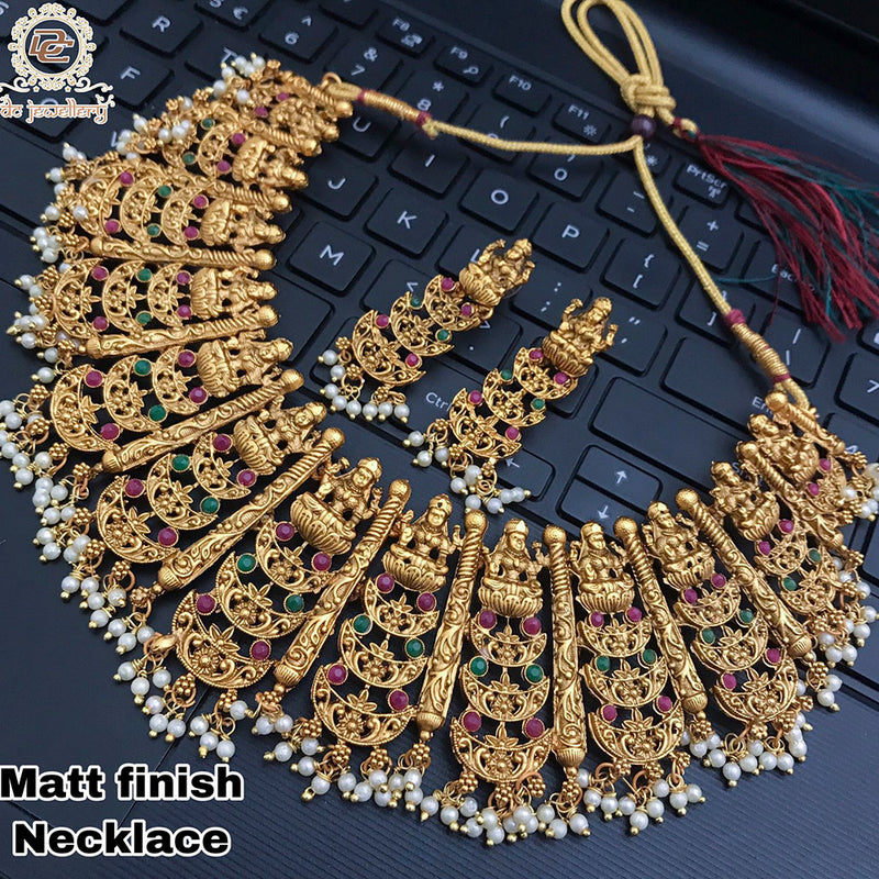 Manisha Jewellery Matte Finish Pota Stone Choker Necklace Set
