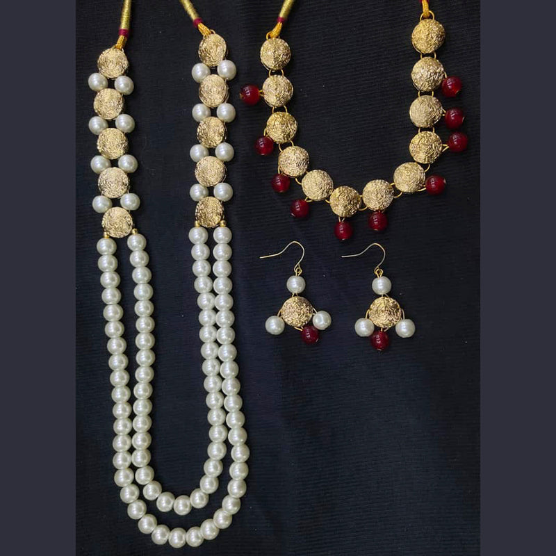 Manisha Jewellery Gold Plated Beads Double Necklace Set