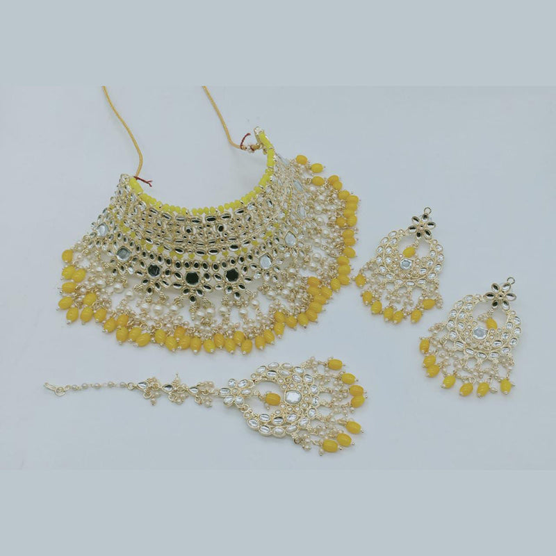 Manisha Jewellery Gold Plated Beads And Mirror Necklace Set