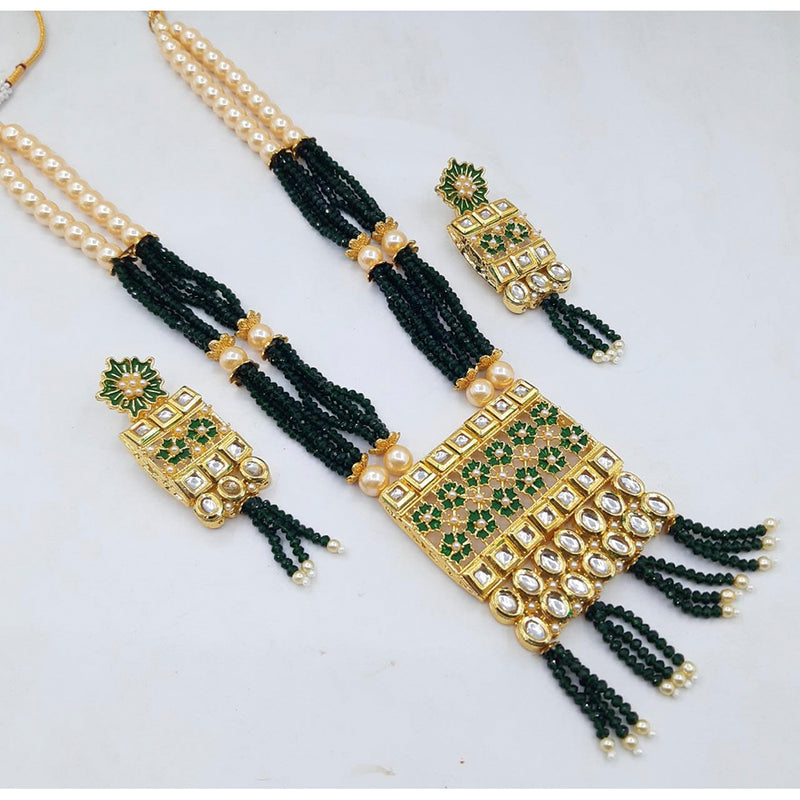 Manisha Jewellery Gold Plated Kundan Stone & Meenakari Haram Necklace Set