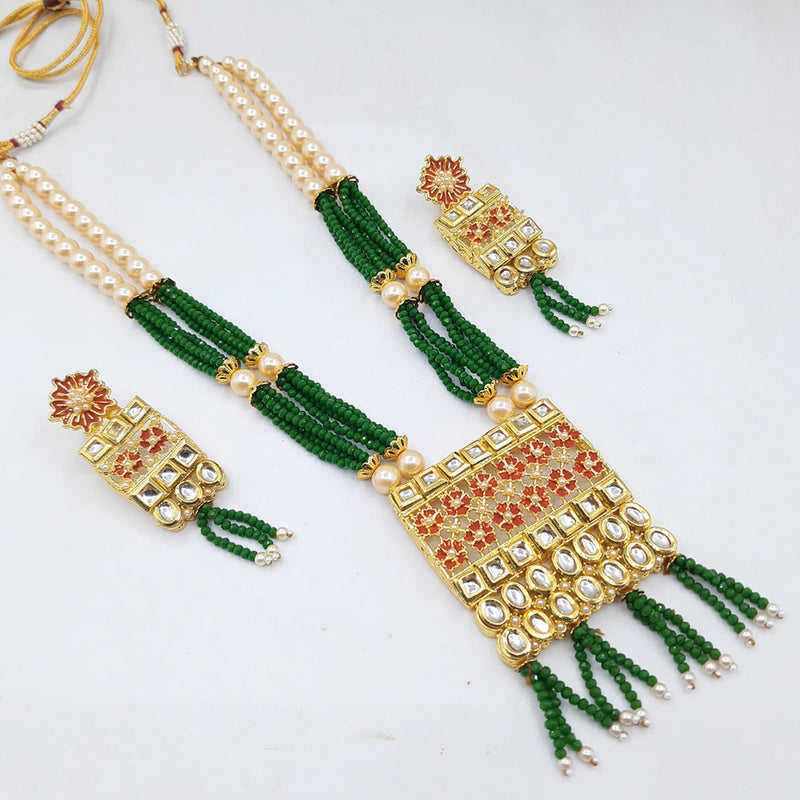 Manisha Jewellery Gold Plated Kundan Stone & Meenakari Haram Necklace Set