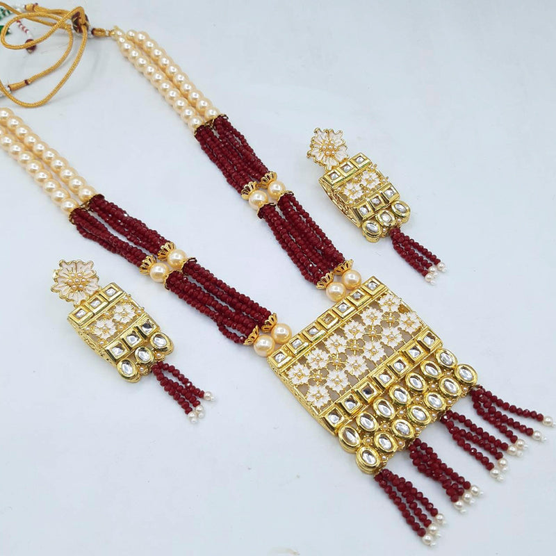 Manisha Jewellery Gold Plated Kundan Stone & Meenakari Haram Necklace Set