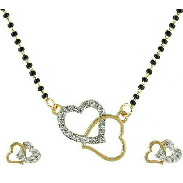 Martina jewels Austrain Stone Black Beads Heart Shape Pack Of 6 Manglasutra