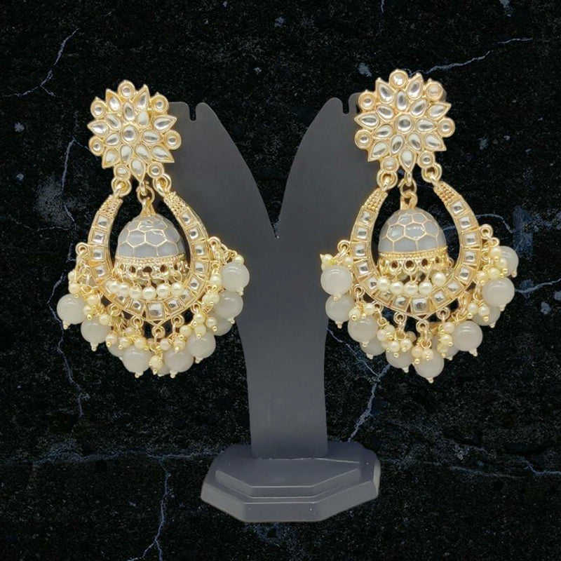 Manisha Jewellery Gold Plated Kundan & Meenakari Jhumki Earrings