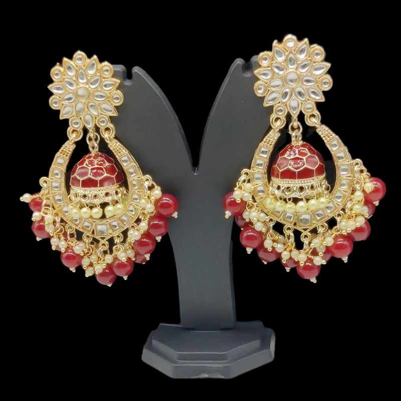 Manisha Jewellery Gold Plated Kundan & Meenakari Jhumki Earrings