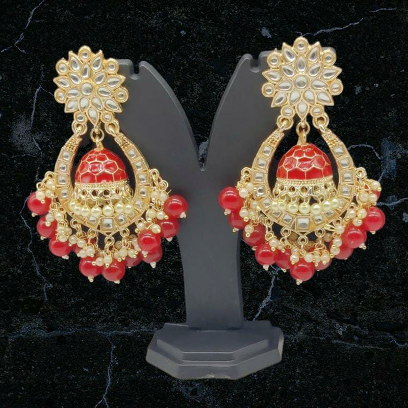 Manisha Jewellery Gold Plated Kundan & Meenakari Jhumki Earrings