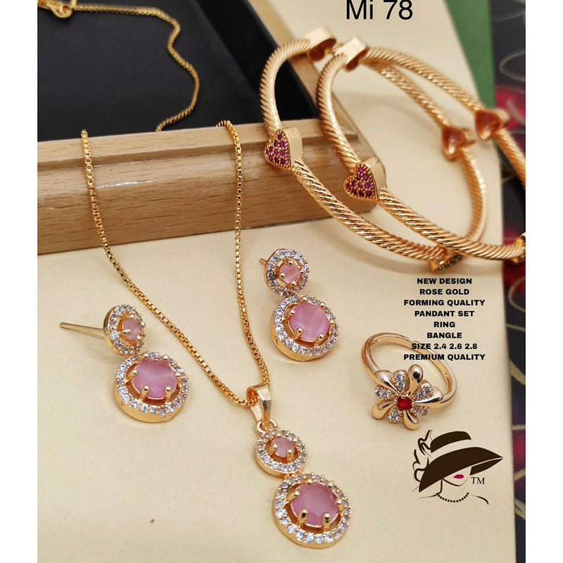 Manisha Jewellery Gold Plated Pendant Set With Rings & Bangles Combo